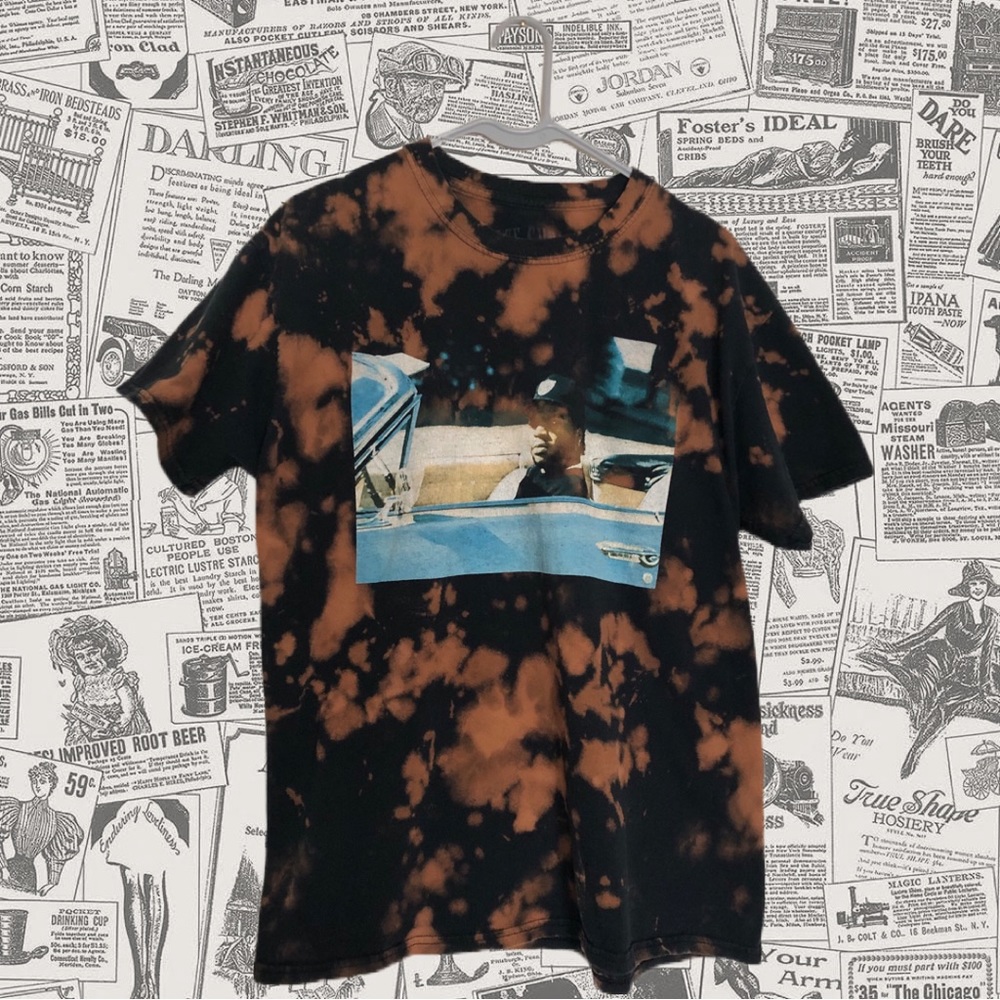 Ice Cube, Graphic Tee, Custom Bleached, Black